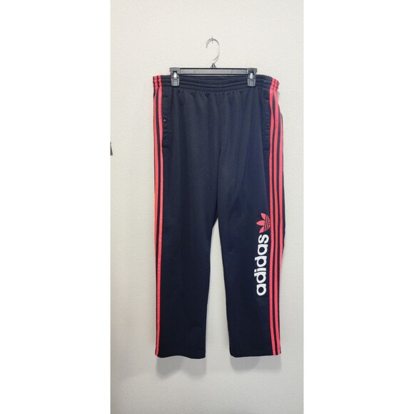 Adidas Track Pants Salmon  Stripes Spellout Elastic Waist Men's ATHLETIC Sz L - Picture 1 of 6